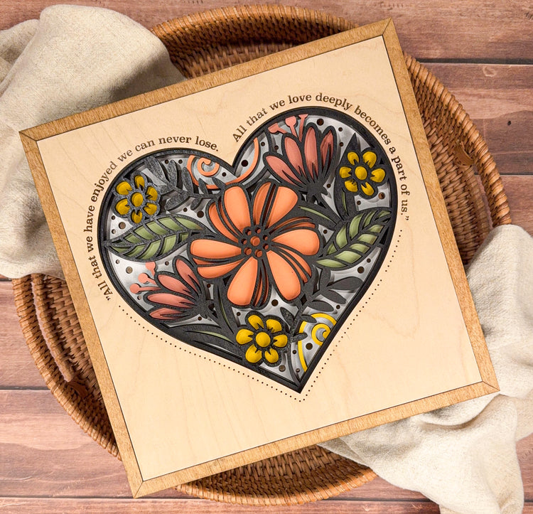 In Loving Memory Floral Wall Art – Layered Wood Memorial Sign