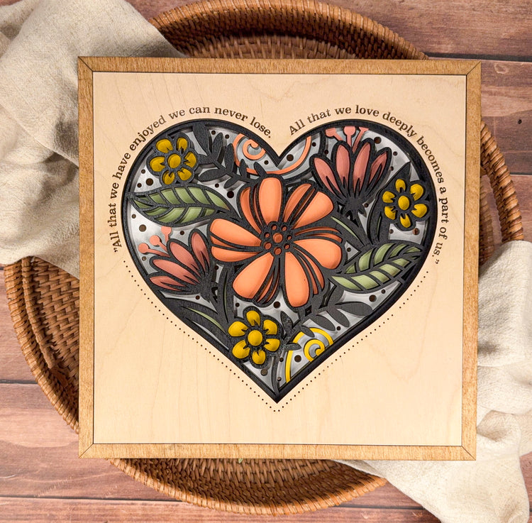 In Loving Memory Floral Wall Art – Layered Wood Memorial Sign