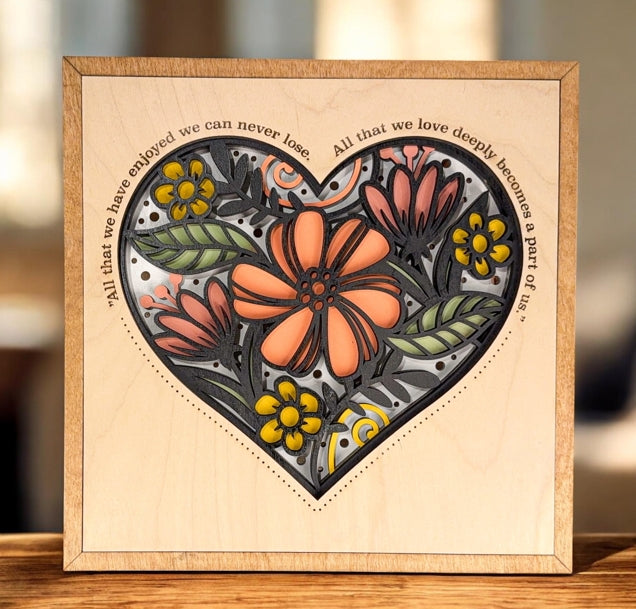 In Loving Memory Floral Wall Art – Layered Wood Memorial Sign