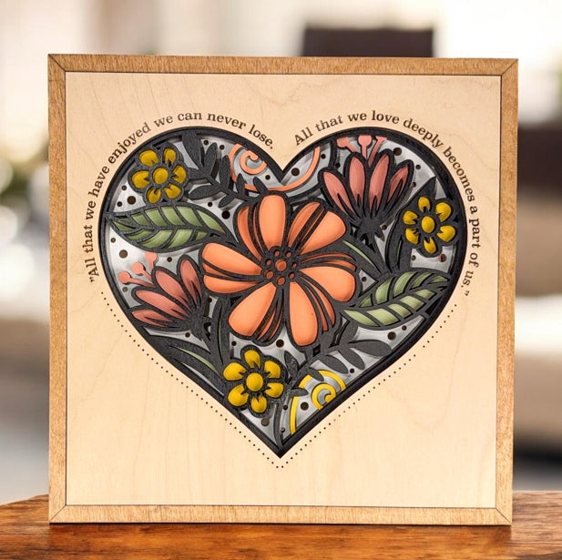 In Loving Memory Floral Wall Art – Layered Wood Memorial Sign