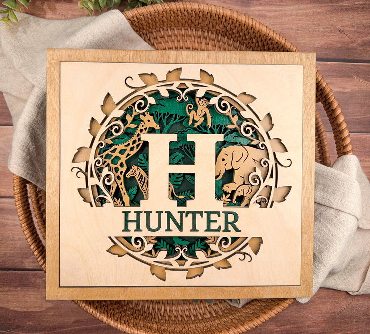 Safari Nursery Decor | Personalized Wooden Name Sign