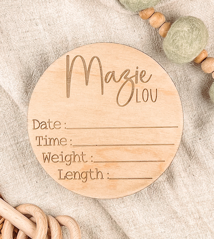 Personalized Birth Announcement Sign for Hospital – Custom Wooden Baby Name Plaque with Birth Stats – Gender Neutral Newborn Keepsake