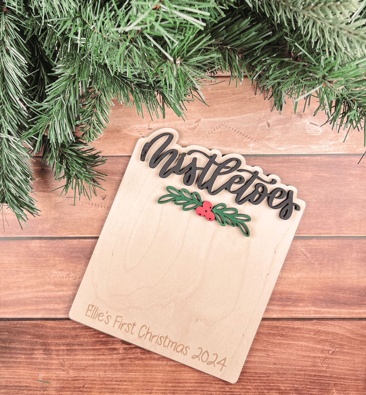 Mistletoes Baby Footprint Sign,  Personalized Baby’s First Christmas Keepsake for 2024