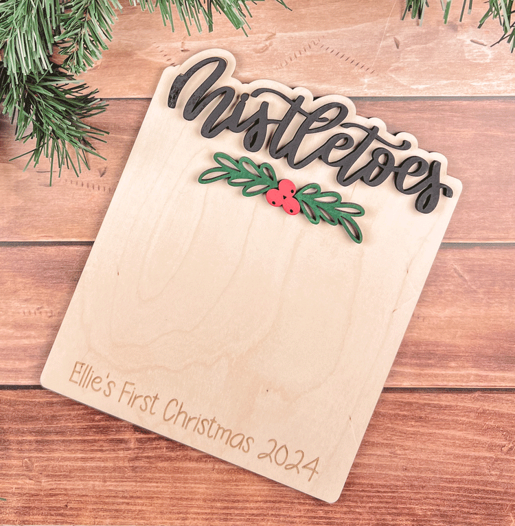 Mistletoes Baby Footprint Sign,  Personalized Baby’s First Christmas Keepsake for 2024