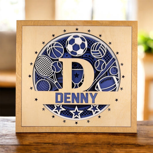 Personalized Sports Name Sign – Custom Wooden Boys Room Decor, Gift for Son or Teen, Game Room Wall Art