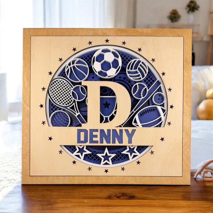 Personalized Sports Name Sign – Custom Wooden Boys Room Decor, Gift for Son or Teen, Game Room Wall Art