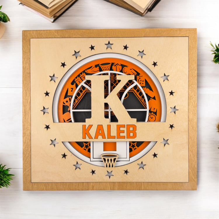 Personalized Basketball Name Sign | Custom Wood Sports Wall Decor for Boys Room, Teen Room or Graduation Gift