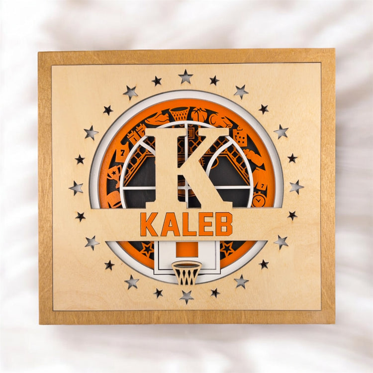 Personalized Basketball Name Sign | Custom Wood Sports Wall Decor for Boys Room, Teen Room or Graduation Gift
