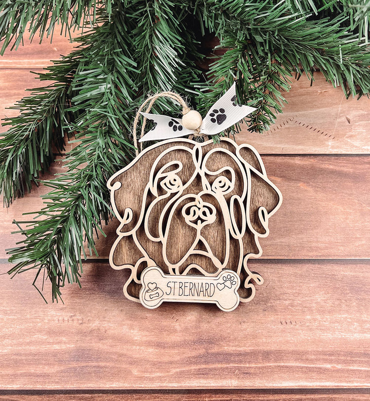 Personalized St Bernard Christmas Ornament – Custom Holiday Decoration for Dog Lovers