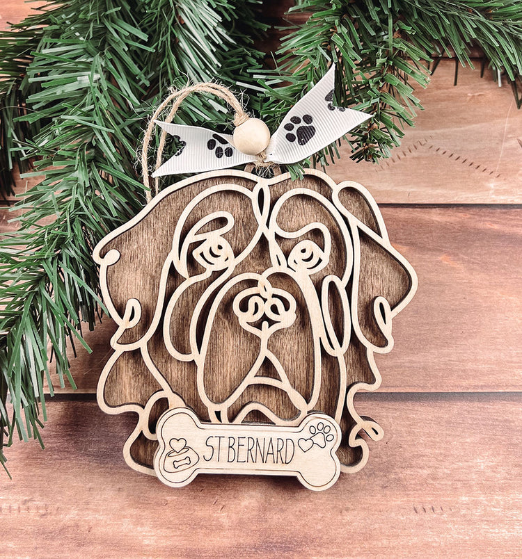 Personalized St Bernard Christmas Ornament – Custom Holiday Decoration for Dog Lovers