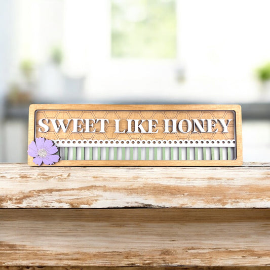Sweet Like Honey Sign - Rustic Farmhouse Honeycomb Wall Decor - Bee Themed Home Sign