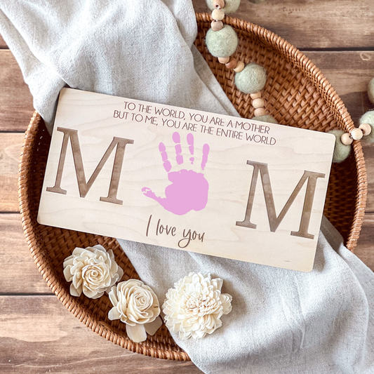 Mother's Day Gift, Personalized Wood Sign, Handprint Keepsake for Mom