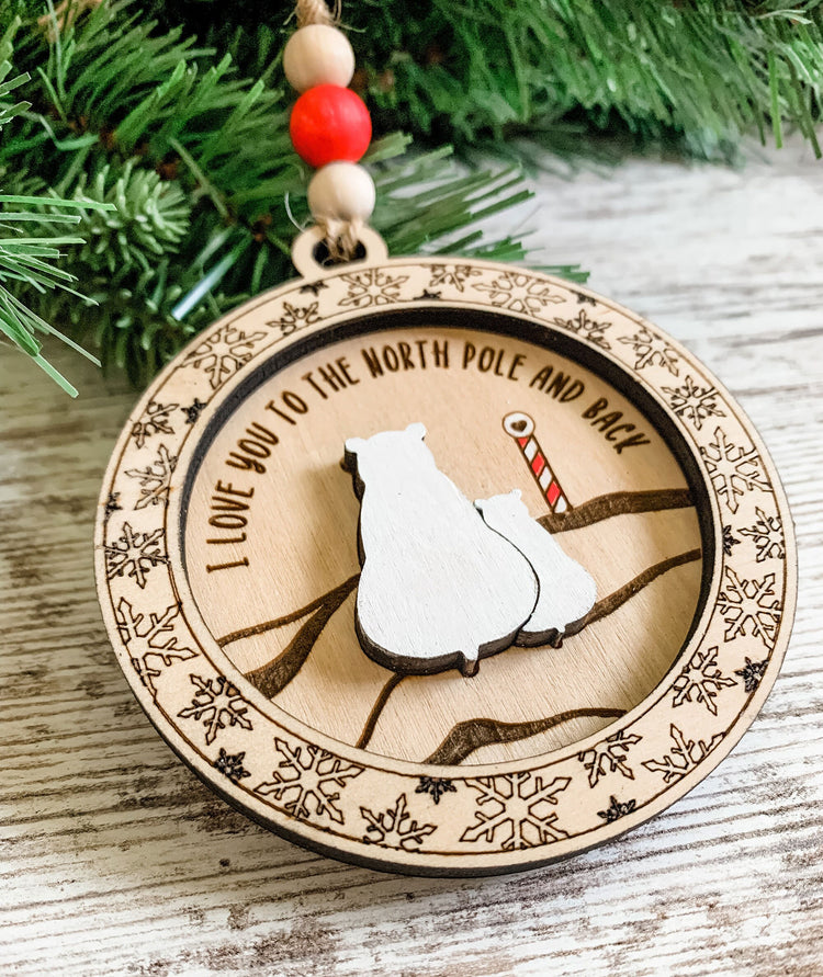 Rustic I Love You to the North Pole and Back Christmas Ornament for 2022