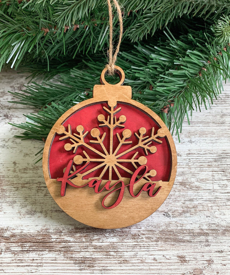 Personalized Snowflake Christmas Ornament with Name for Family or Coworkers