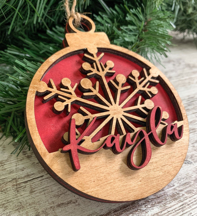 Personalized Snowflake Christmas Ornament with Name for Family or Coworkers