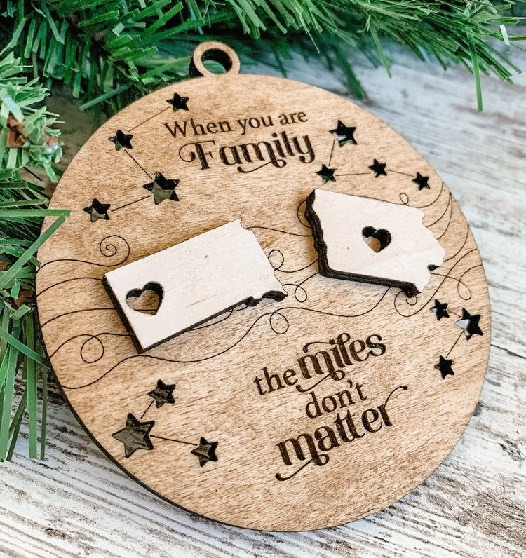 Personalized Long Distance Family Ornament for Family or Friends