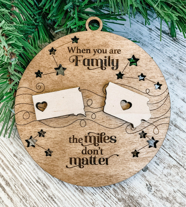 Personalized Long Distance Family Ornament for Family or Friends