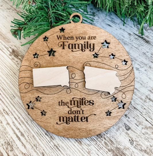 Personalized Long Distance Family Ornament for Family or Friends