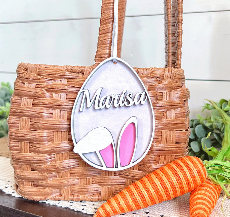 Personalized Pastel Easter Bunny Ears Basket Tags