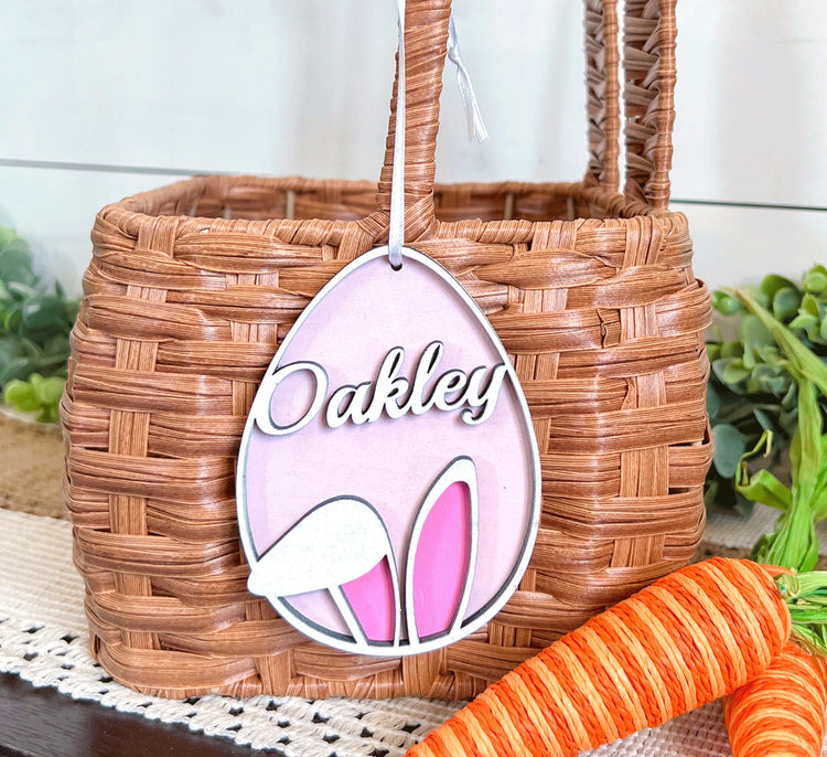 Personalized Pastel Easter Bunny Ears Basket Tags