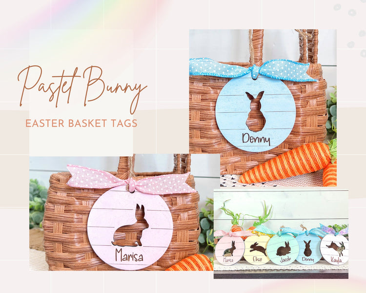 Personalized Pastel Easter Bunny Basket Tags