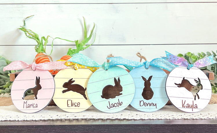 Personalized Pastel Easter Bunny Basket Tags