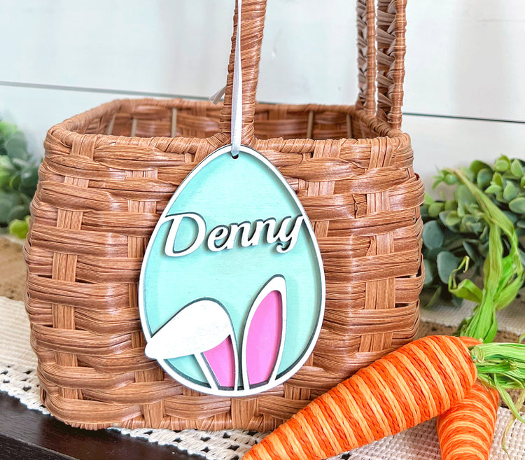 Personalized Pastel Easter Bunny Ears Basket Tags