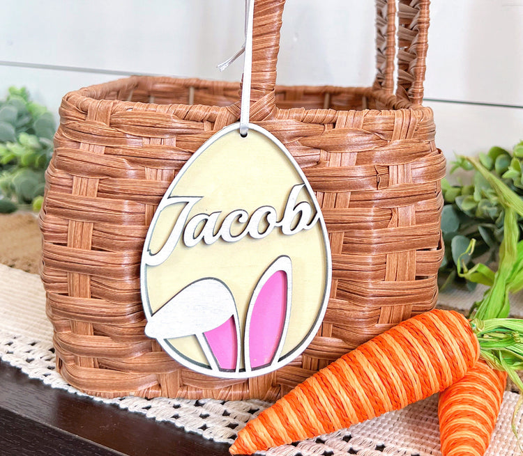 Personalized Pastel Easter Bunny Ears Basket Tags